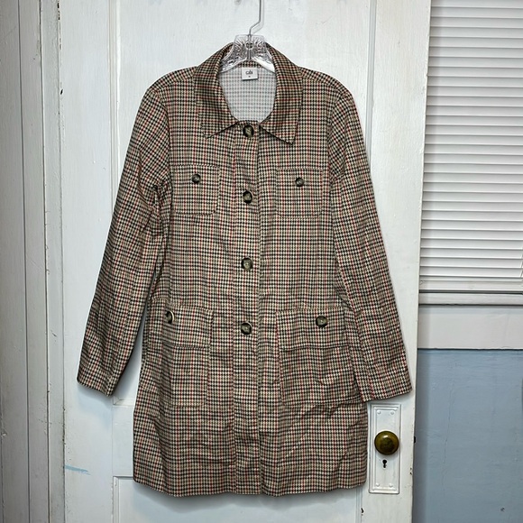 Cabi Sherlock Trench Coat Fall Jacket Tan Red Green Houndstooth Tie Belt M 3734 - Picture 6 of 12